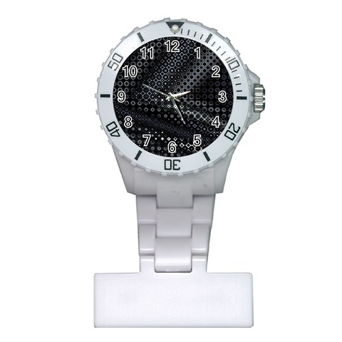 Black Abstract Pattern Plastic Nurses Watch from ArtsNow.com Front