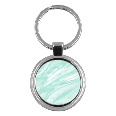 Biscay Green White Feathered Swoosh Key Chain (Round) from ArtsNow.com Front
