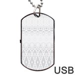 Boho White Wedding Pattern Dog Tag USB Flash (One Side)