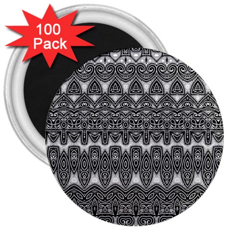 Boho Black and White Pattern 3  Magnets (100 pack) from ArtsNow.com Front