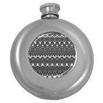 Boho Black and White Pattern Round Hip Flask (5 oz)