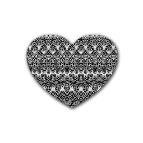 Boho Black and White Pattern Heart Coaster (4 pack)  from ArtsNow.com Front
