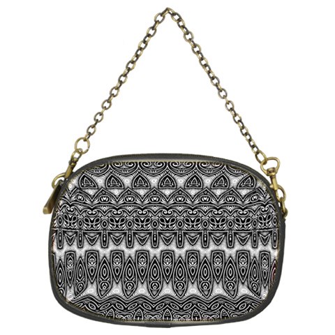 Boho Black and White Pattern Chain Purse (Two Sides) from ArtsNow.com Front