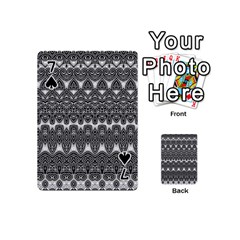 Boho Black and White Pattern Playing Cards 54 Designs (Mini) from ArtsNow.com Front - Spade7