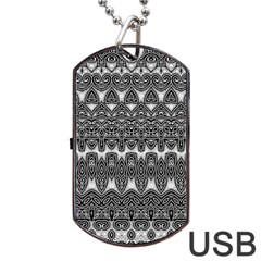 Boho Black and White Pattern Dog Tag USB Flash (Two Sides) from ArtsNow.com Front