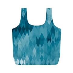 Cerulean Blue Geometric Patterns Full Print Recycle Bag (M) from ArtsNow.com Front