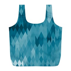 Cerulean Blue Geometric Patterns Full Print Recycle Bag (L) from ArtsNow.com Front