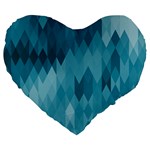 Cerulean Blue Geometric Patterns Large 19  Premium Flano Heart Shape Cushions