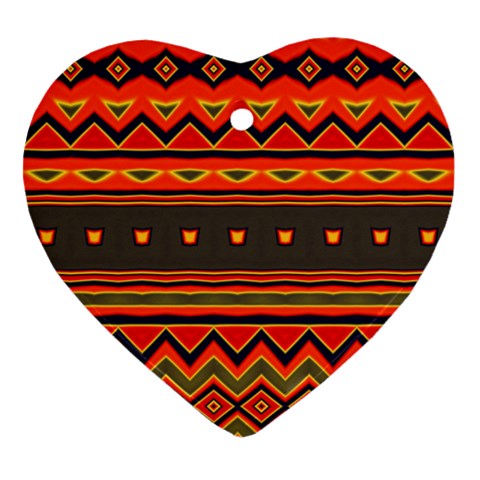 Boho Orange Tribal Pattern Ornament (Heart) from ArtsNow.com Front