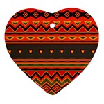 Boho Orange Tribal Pattern Ornament (Heart)