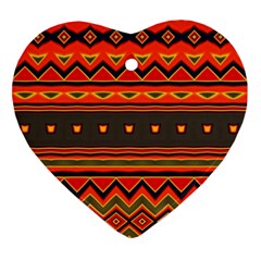 Boho Orange Tribal Pattern Heart Ornament (Two Sides) from ArtsNow.com Back
