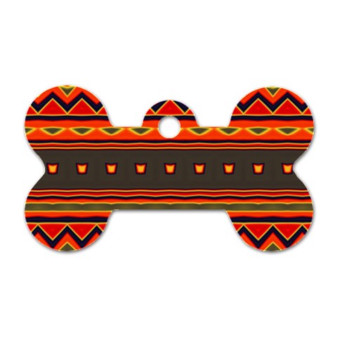 Boho Orange Tribal Pattern Dog Tag Bone (One Side) from ArtsNow.com Front