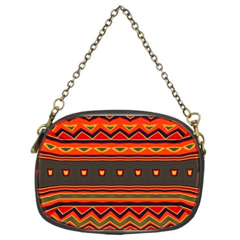 Boho Orange Tribal Pattern Chain Purse (Two Sides) from ArtsNow.com Front