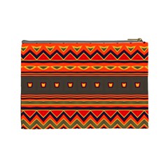 Boho Orange Tribal Pattern Cosmetic Bag (Large) from ArtsNow.com Back