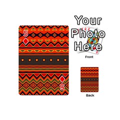 Boho Orange Tribal Pattern Playing Cards 54 Designs (Mini) from ArtsNow.com Front - Diamond5
