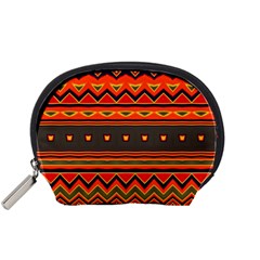 Boho Orange Tribal Pattern Accessory Pouch (Small) from ArtsNow.com Front
