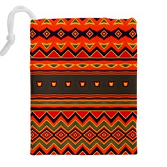 Boho Orange Tribal Pattern Drawstring Pouch (4XL) from ArtsNow.com Back