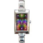 Abstract Psychedelic Pattern Rectangle Italian Charm Watch