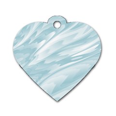 Light Blue Feathered Texture Dog Tag Heart (Two Sides) from ArtsNow.com Front