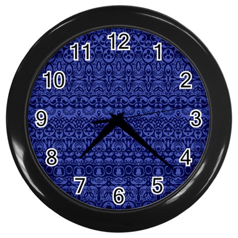 Boho Navy Blue  Wall Clock (Black) from ArtsNow.com Front