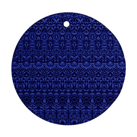 Boho Navy Blue  Round Ornament (Two Sides) from ArtsNow.com Front
