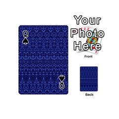 Queen Boho Navy Blue  Playing Cards 54 Designs (Mini) from ArtsNow.com Front - SpadeQ