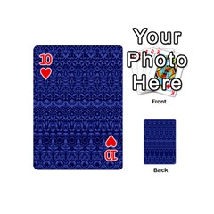 Boho Navy Blue  Playing Cards 54 Designs (Mini) from ArtsNow.com Front - Heart10