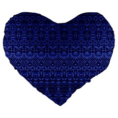 Boho Navy Blue  Large 19  Premium Heart Shape Cushions from ArtsNow.com Front