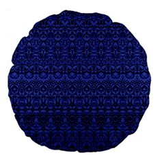 Boho Navy Blue  Large 18  Premium Flano Round Cushions from ArtsNow.com Back