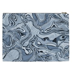 Faded Blue Abstract Art Cosmetic Bag (XXL) from ArtsNow.com Back