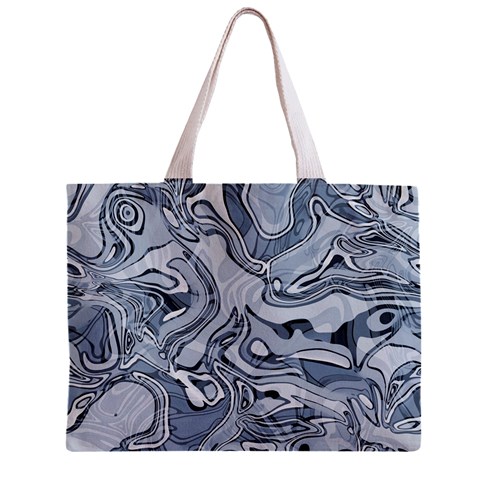 Faded Blue Abstract Art Zipper Mini Tote Bag from ArtsNow.com Front