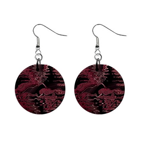 Red Black Abstract Art Mini Button Earrings from ArtsNow.com Front