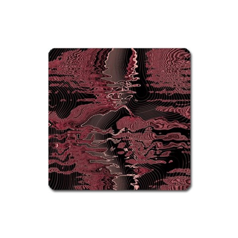 Red Black Abstract Art Square Magnet from ArtsNow.com Front
