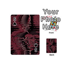 Red Black Abstract Art Playing Cards 54 Designs (Mini) from ArtsNow.com Front - Spade5