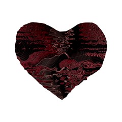 Red Black Abstract Art Standard 16  Premium Heart Shape Cushions from ArtsNow.com Front