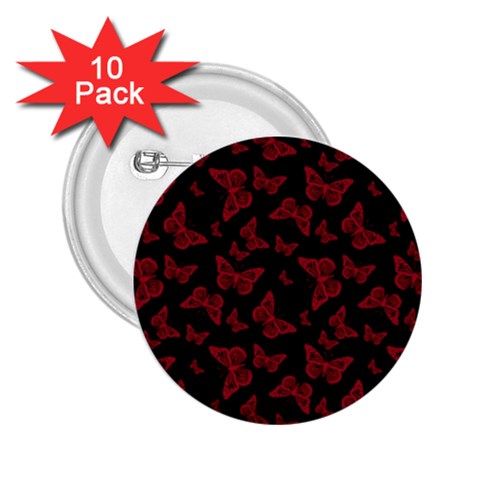 Red and Black Butterflies 2.25  Buttons (10 pack)  from ArtsNow.com Front