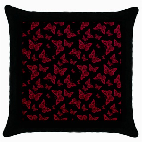 Red and Black Butterflies Throw Pillow Case (Black) from ArtsNow.com Front