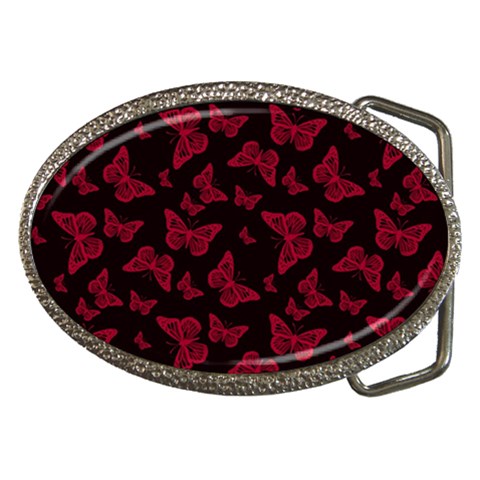 Red and Black Butterflies Belt Buckles from ArtsNow.com Front