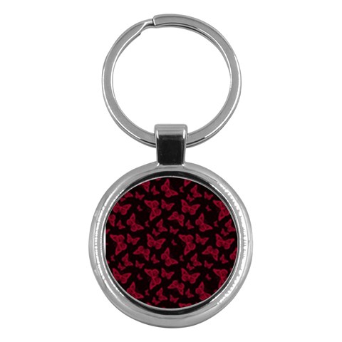 Red and Black Butterflies Key Chain (Round) from ArtsNow.com Front