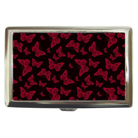 Red and Black Butterflies Cigarette Money Case from ArtsNow.com Front