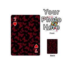 Red and Black Butterflies Playing Cards 54 Designs (Mini) from ArtsNow.com Front - Heart7