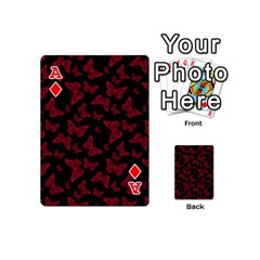 Ace Red and Black Butterflies Playing Cards 54 Designs (Mini) from ArtsNow.com Front - DiamondA