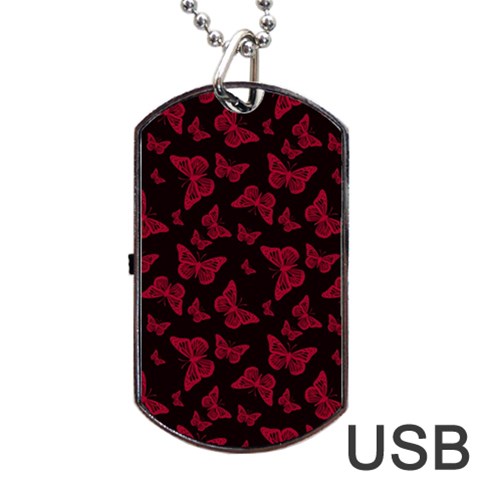 Red and Black Butterflies Dog Tag USB Flash (One Side) from ArtsNow.com Front