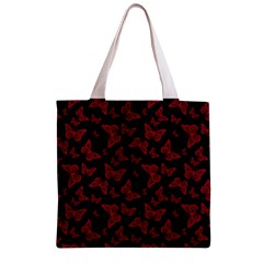 Red and Black Butterflies Zipper Grocery Tote Bag from ArtsNow.com Back