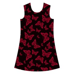 Red and Black Butterflies Kids  Short Sleeve Velvet Dress from ArtsNow.com Front