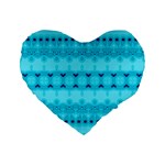 Boho Aqua Blue Standard 16  Premium Flano Heart Shape Cushions