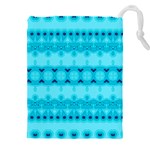 Boho Aqua Blue Drawstring Pouch (4XL)