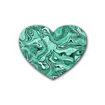 Biscay Green Swirls Rubber Coaster (Heart) 