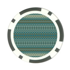 Boho Teal Green Stripes Poker Chip Card Guard (10 pack) from ArtsNow.com Front