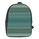 Boho Teal Green Stripes School Bag (Large)
